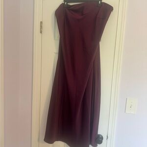 LOFT Strapless Deep Red Dress
